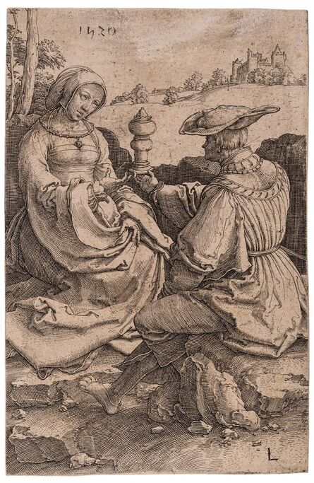 Lucas van Leyden, ‘A Nobleman and a Lady Seated in a Landscape’, 1520