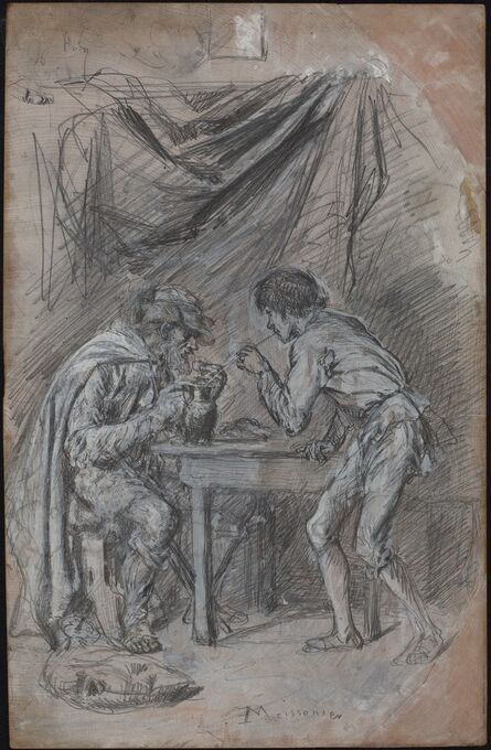 Jean-Louis-Ernest Meissonier, ‘Lazarille de Tormes Stealing Drink from a Blind Man’, probably c. 1846