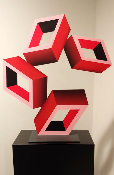 Daniel Sanseviero, ‘4 Red Boxes illusion sculpture  28x25x8"’, 2022