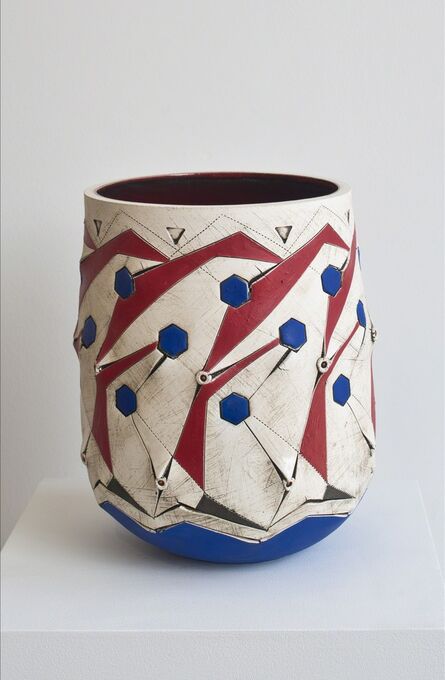 Andile Dyalvane, ‘Scarified Red/Blue honeycomb vase’, 2015