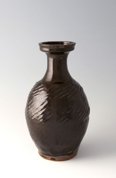 Shōji Hamada, ‘Textured bottle, black glaze’, 1930