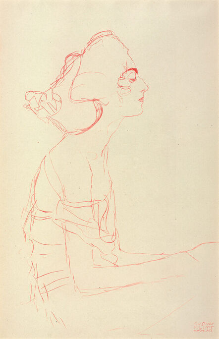 Gustav Klimt, ‘Studie: Brustbild (Rotstift)’, 1919