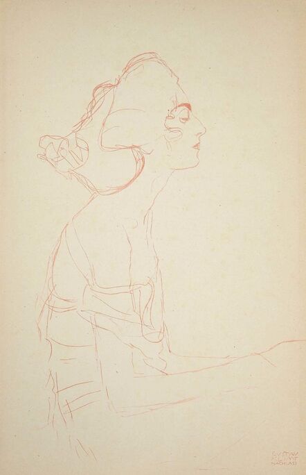 Gustav Klimt, ‘Study of a Bust (Red pencil) ’, 1919