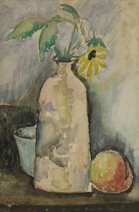 Max Weber, ‘Still Life with Daisy, Bottle, and Peach’, 1911