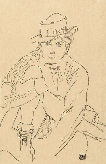 Egon Schiele, ‘Seated woman with a hat’, 1917