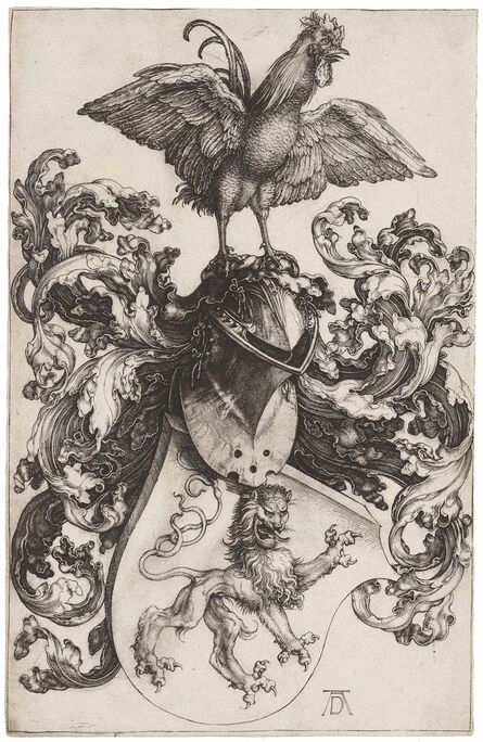 Albrecht Dürer, ‘Coat of Arms with a Lion and a Cock (B. 100; M., Holl. 97; S.M.S. 35)’, ca. 1502-1503