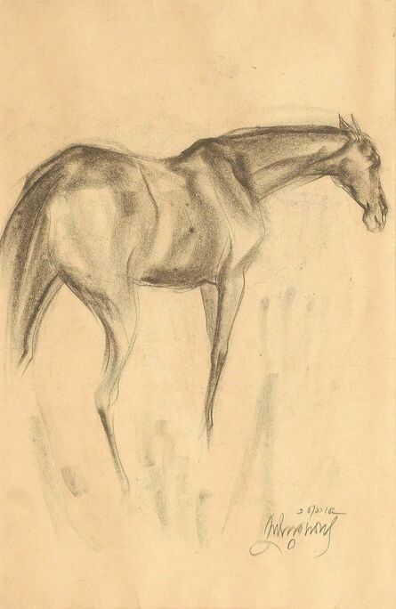 Sunil Das, ‘Early Horse IV, Drawing, Charcoal on Paper, Brown & Black by Padmashree Sunil Das "In Stock"’, 1952