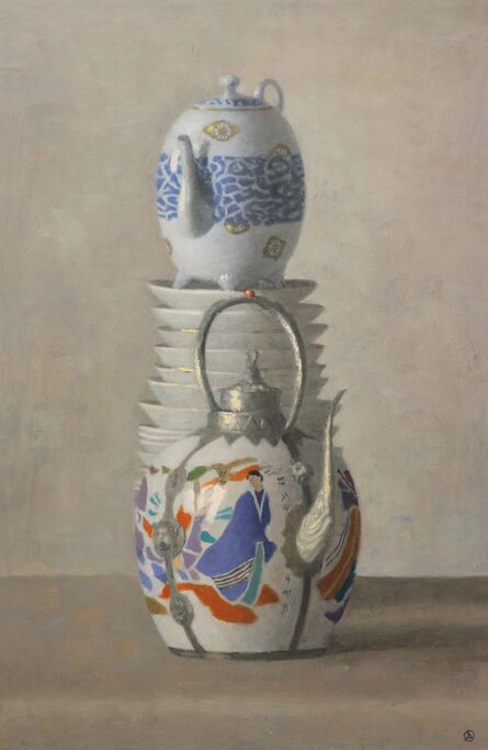 Olga Antonova (b. 1956), ‘Asian Teapots and Plates’, 2018