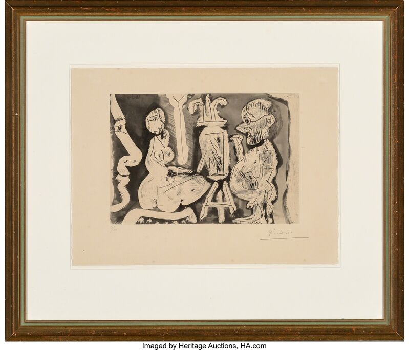 Pablo Picasso, ‘Peintre et modèle avec un spectateur’, 1965, Print, Aquatint and etching on paper, with full margins, Heritage Auctions