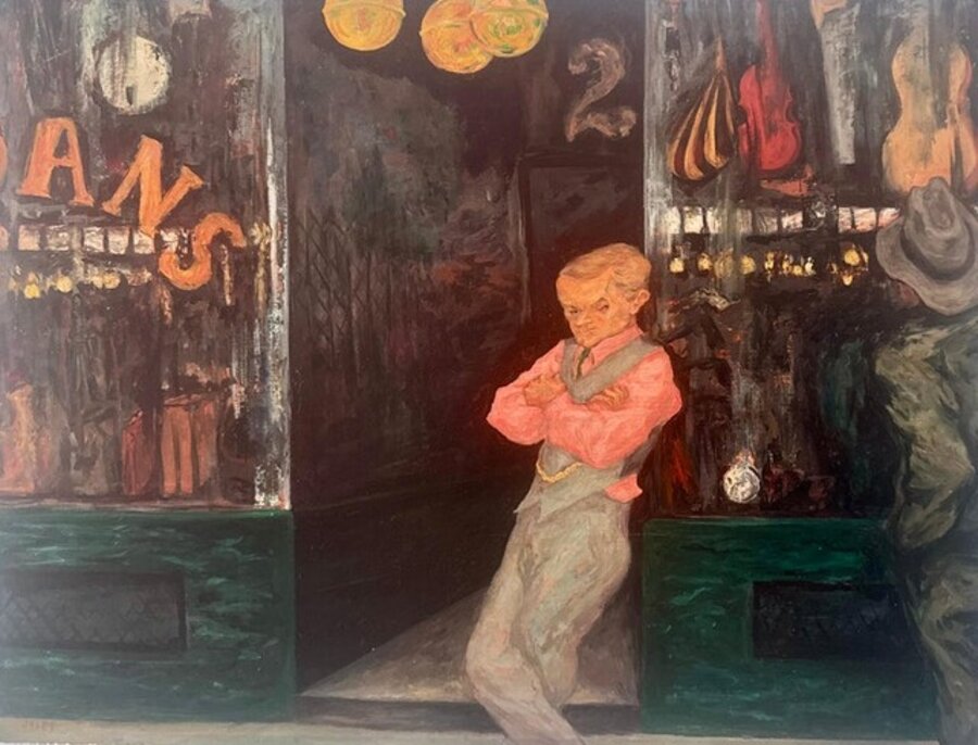 "Money Lender" WPA American Scene Social Realism Modern Mid 20th Century