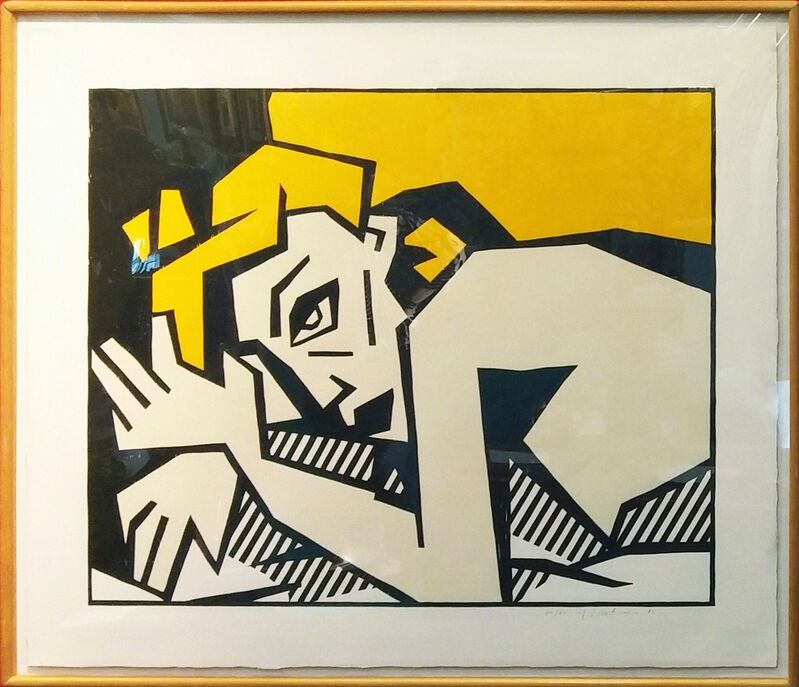 Roy Lichtenstein, ‘RECLINING NUDE’, 1980, Print, WOODCUT WITH EMBOSSING IN COLORS, Gallery Art