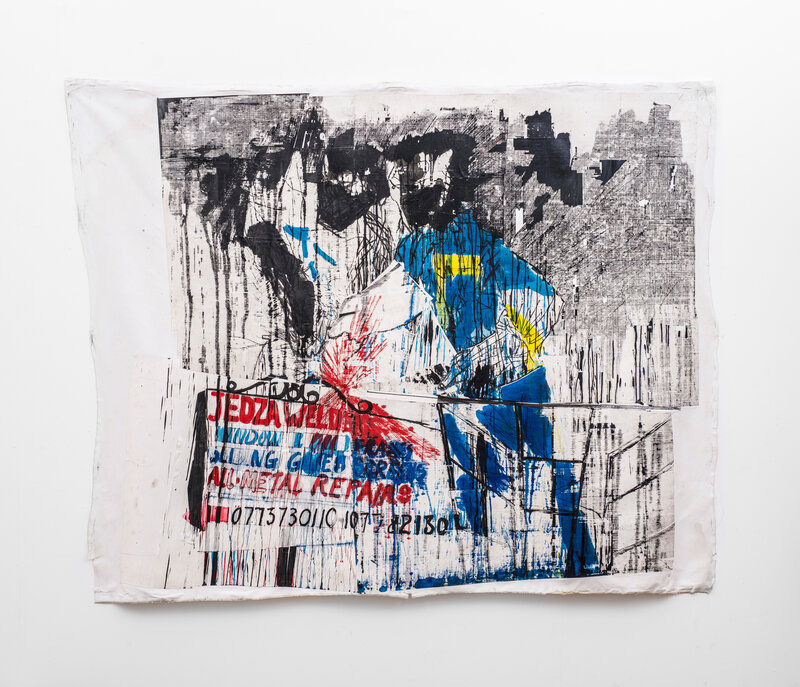 Gareth Nyandoro, ‘Jedza welders’, 2019, Painting, Ink on paper, mounted on canvas, OSART GALLERY 