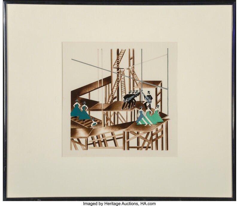 Alexandra Exter, ‘Constructivist Stage Set Design for a Jazz Musical’, circa 1920, Design/Decorative Art, Goauche and graphite on paper, Heritage Auctions