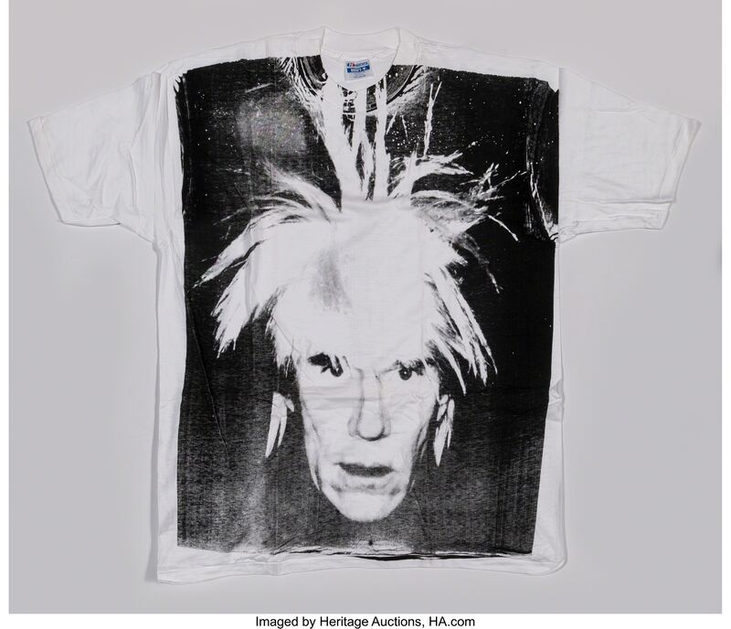 Andy Warhol, ‘Self-Portrait with Fright Wig’, circa 1986, Print, Silkscreen in black on (XXL) T-shirt, Heritage Auctions