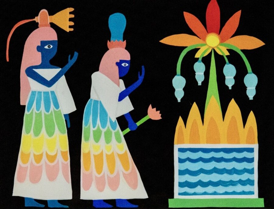 The Pollen Catchers Color Mixing Machine, Preparatory drawing for Murals at the Sugar Hill Children’s Museum
