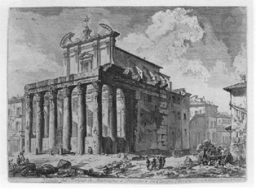 Veduta del Tempio di Antonino e Faustina in Campo Vaccino