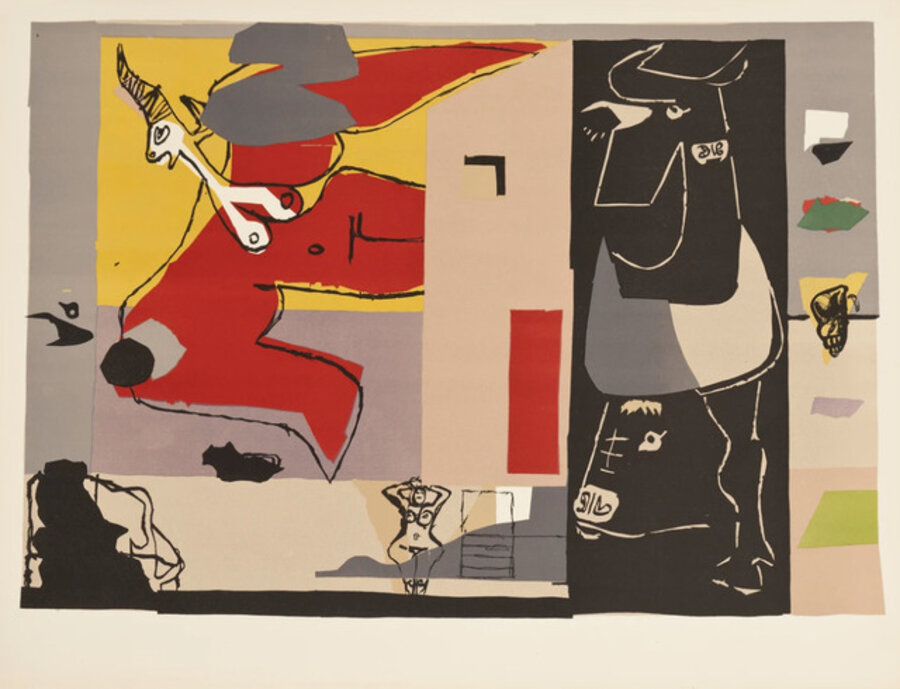 Femme Unicorne et Taureau Noir