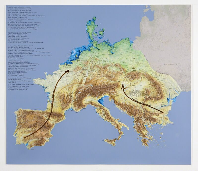 The Harrisons, ‘Force Majeur Variation: Peninsula Europe’, 2011, Mixed Media, Digital mapping, pastel, ink, oil, Ronald Feldman Gallery