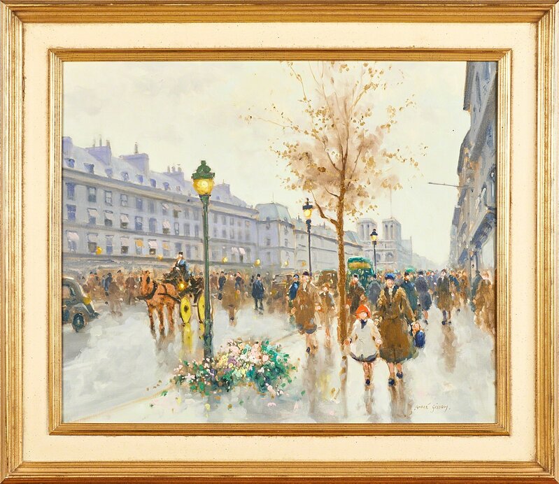 Andre Gisson, ‘Two Works: Untitled (Arc de Triomphe) and Untitled (Paris street scene)’, Painting, Two oils on canvas (framed separately), Rago/Wright/LAMA/Toomey & Co.