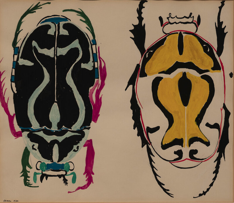 Nancy Graves, ‘Untitled (Two beetles)’, 1960, Painting, Gouache and graphite on paper, Capsule Gallery Auction