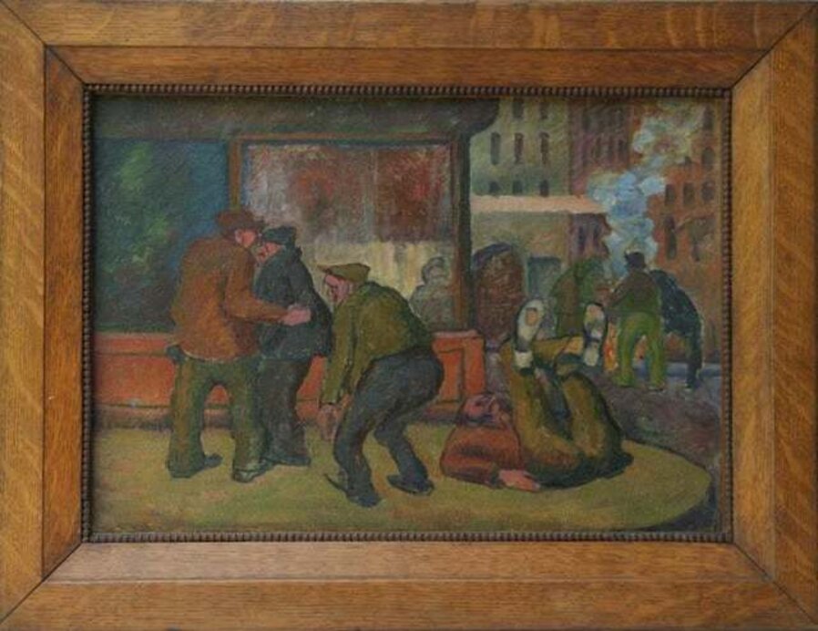 BOWERY Oil Painting WPA American Scene Modernist Historical Art Provincetown NYC