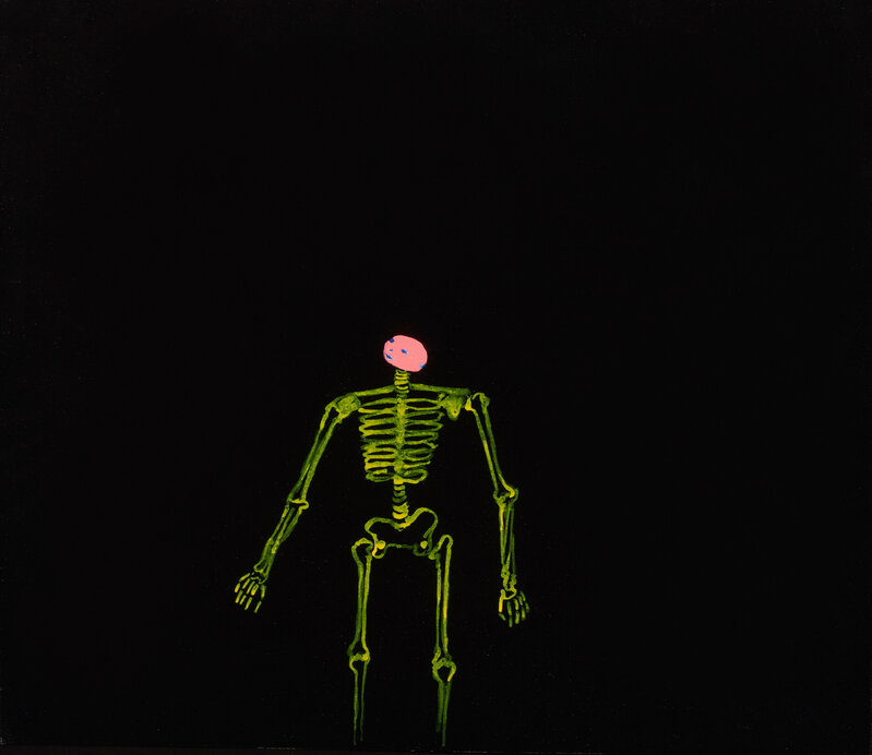 David Shrigley, ‘Untitled (Yellow Skeleton)’, 1999, Painting, Acrylic on paper, Mireille Mosler Ltd.