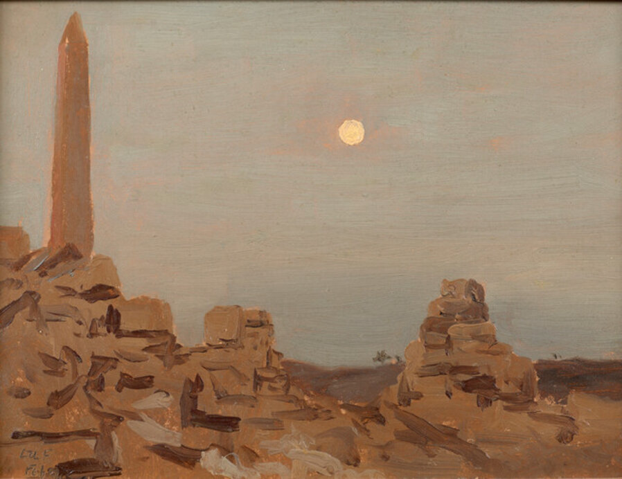 Full Moon with Obelisk at Karnak, Nile,