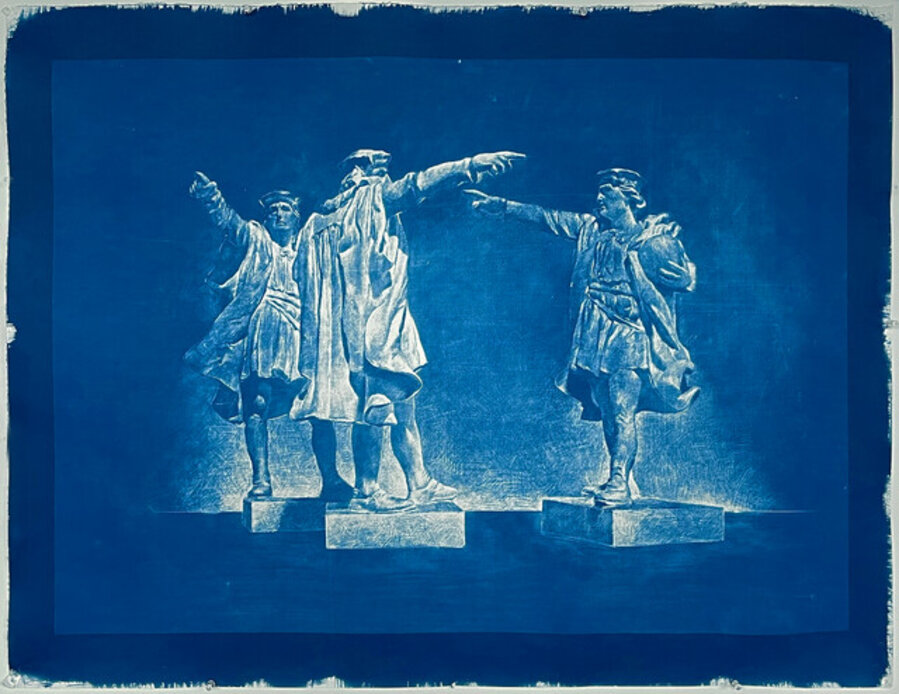 3 Men Pointing in Various Directions