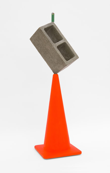Matt Johnson, ‘Traffic cone with a block and a lighter’, 2019