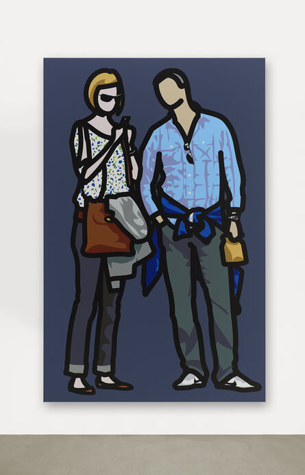 Julian Opie, ‘Woman texting with man looking on.’, 2013