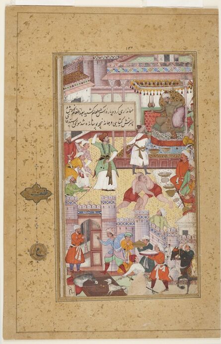 ‘Feast at Sultan Jalāu’d-dīn’s House at Karrah from the Baburnama (Book of Babur)’, ca. 1598