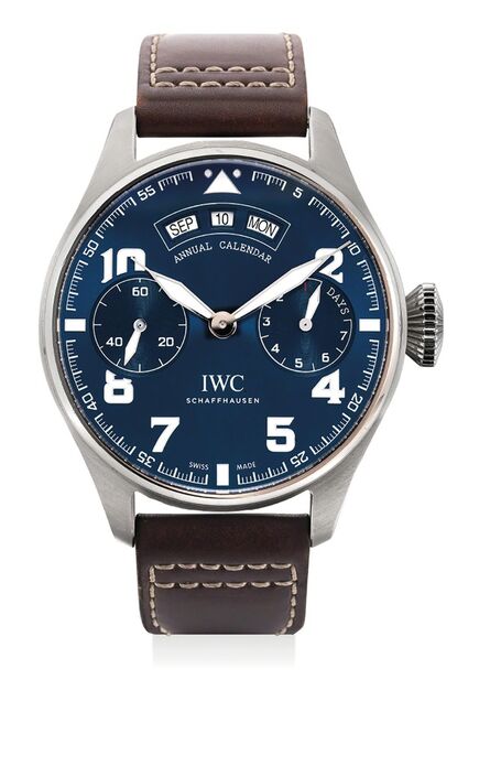IWC, ‘A rare limited edition white gold wristwatch with annual calendar, International Warranty and box, made in collaboration with the Fondation Antoine de Saint-Exupéry’, Circa 2017