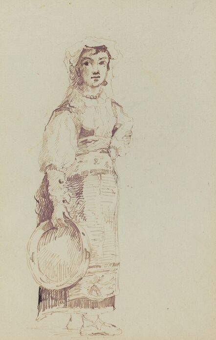 Jean-Louis-Ernest Meissonier, ‘Woman with a Tambourine (verso)’, ca. 1860