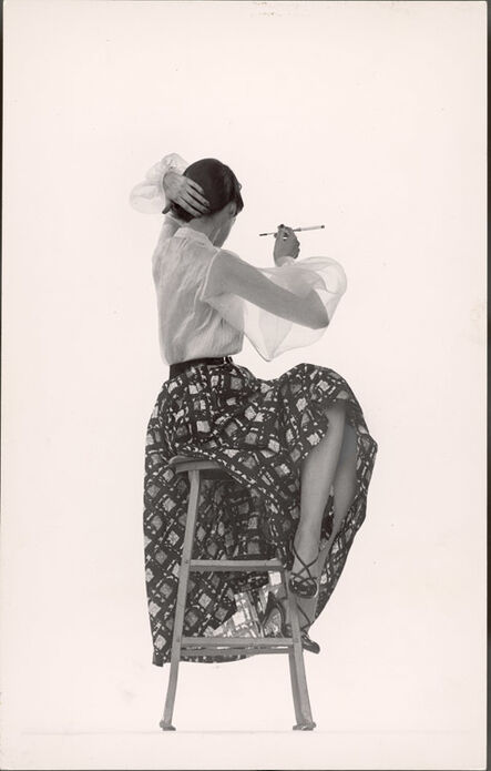 Gjon Mili, ‘Model Dorian Leigh Wearing White Organdy Shirt with Full Print Skirt by Ceil Chapman’, 1950
