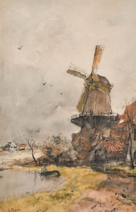 Jacob Maris, ‘A Dutch wind mill’, ca. 1875