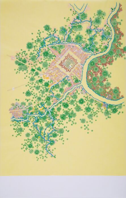 Tiffany Chung, ‘Don Ca Tre (c.1698) in Le Brun's 1795 Urban Planning Map of Saigon’, 2013