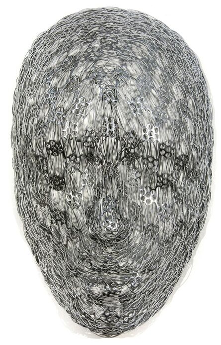 Dale Dunning, ‘Tangled - silver, abstract human face, stainless steel and cable wall sculpture’, 2019
