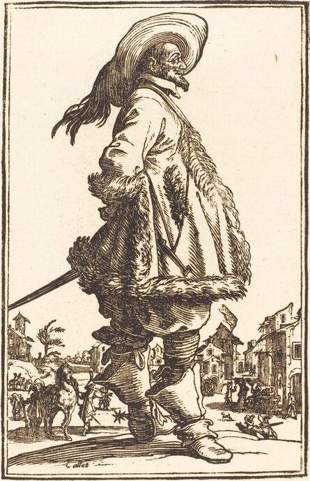after Jacques Callot, ‘Noble Man with Mantle Trimmed in Fur,  Holding his Hands Behind his Back’