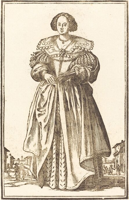after Jacques Callot, ‘Noble Woman with Fan’