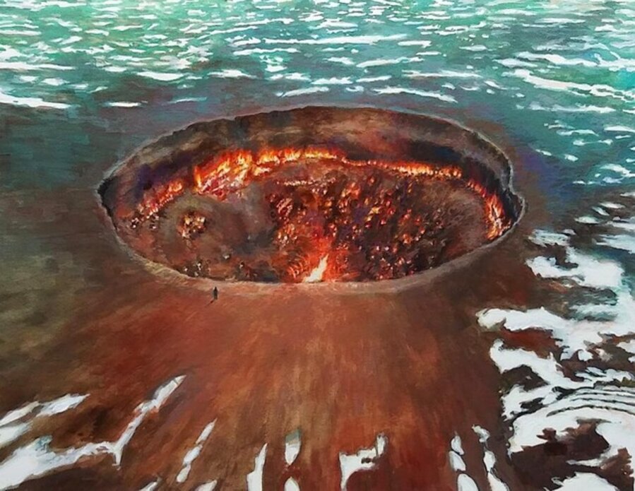 Russian Drone Painting No. 7 (Darvaza Gas Crater, otherwise known as The Gates of Hell)