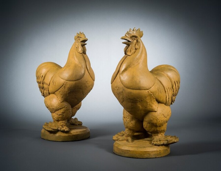A Pair of Gatepost Roosters