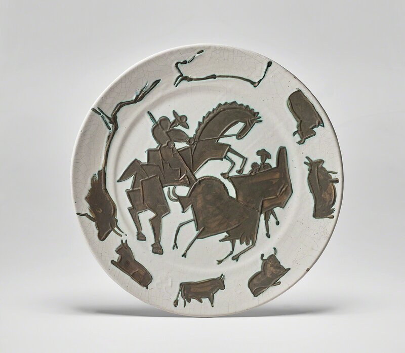 Pablo Picasso, ‘Corrida (Bullfight)’, 1953, Design/Decorative Art, White earthenware plate, painted with black oxide and partial white glaze., Phillips
