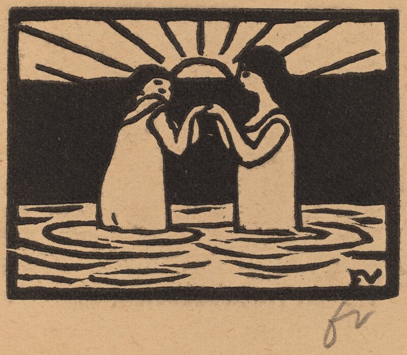 Félix Vallotton, ‘Playing in the Sun (Jeux au soleil)’, 1893, Print, Woodcut in black on brown wove paper, National Gallery of Art, Washington, D.C.