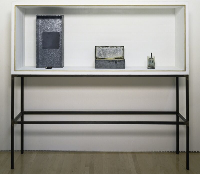 Joseph Beuys, ‘Untitled (Vitrine with Four Objects/Plateau Central)’, 1962-1983, Sculpture, Mixed media in painted wood, steel, and glass vitrine, San Francisco Museum of Modern Art (SFMOMA) 
