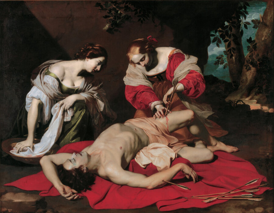 Saint Sebastian tended by the Holy Irene and her Servant