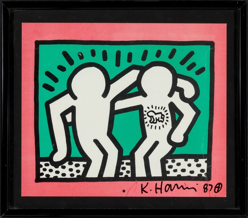 Keith Haring, ‘1988 Calendar (Best Buddies), calendar page’, 1987, Mixed Media, Offset lithograph in colors with ink drawing, Heritage Auctions