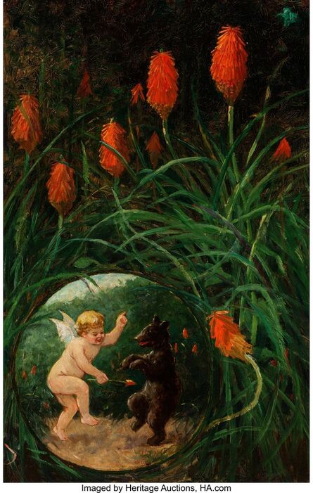 Frederick Stuart Church, ‘Fairy and Bear in Garden’, 1911