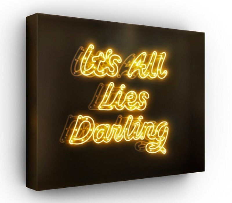 David Drebin, ‘It's All Lies Darling’, 2015, Installation, Neon Light Installation in a Smoked Acrylic Box, Art Angels 