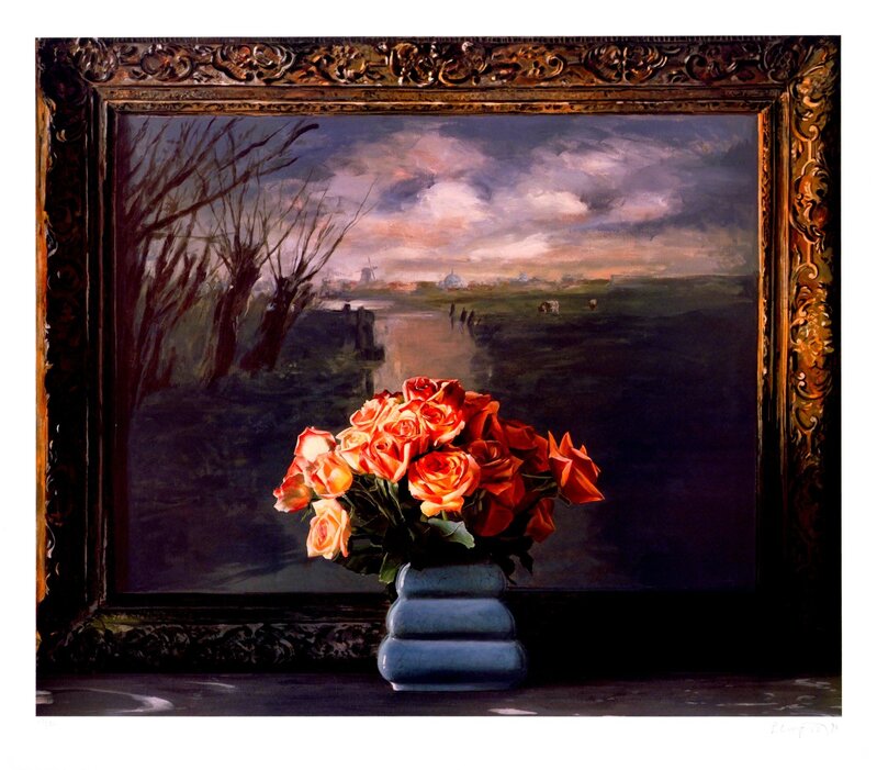 Ben Schonzeit, ‘Roses with Dutch Landscape’, 1990, Print, Lithograph, Lincoln Center Editions