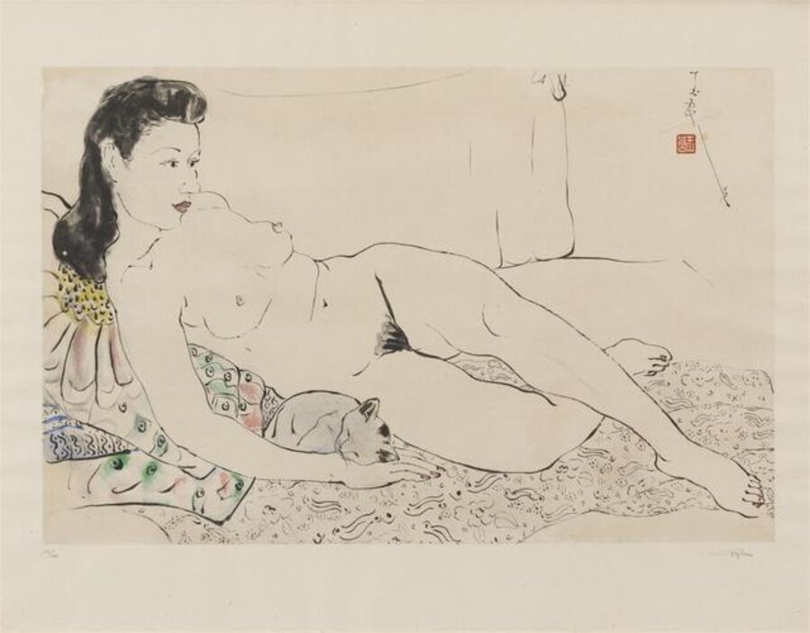 Nude with a cat